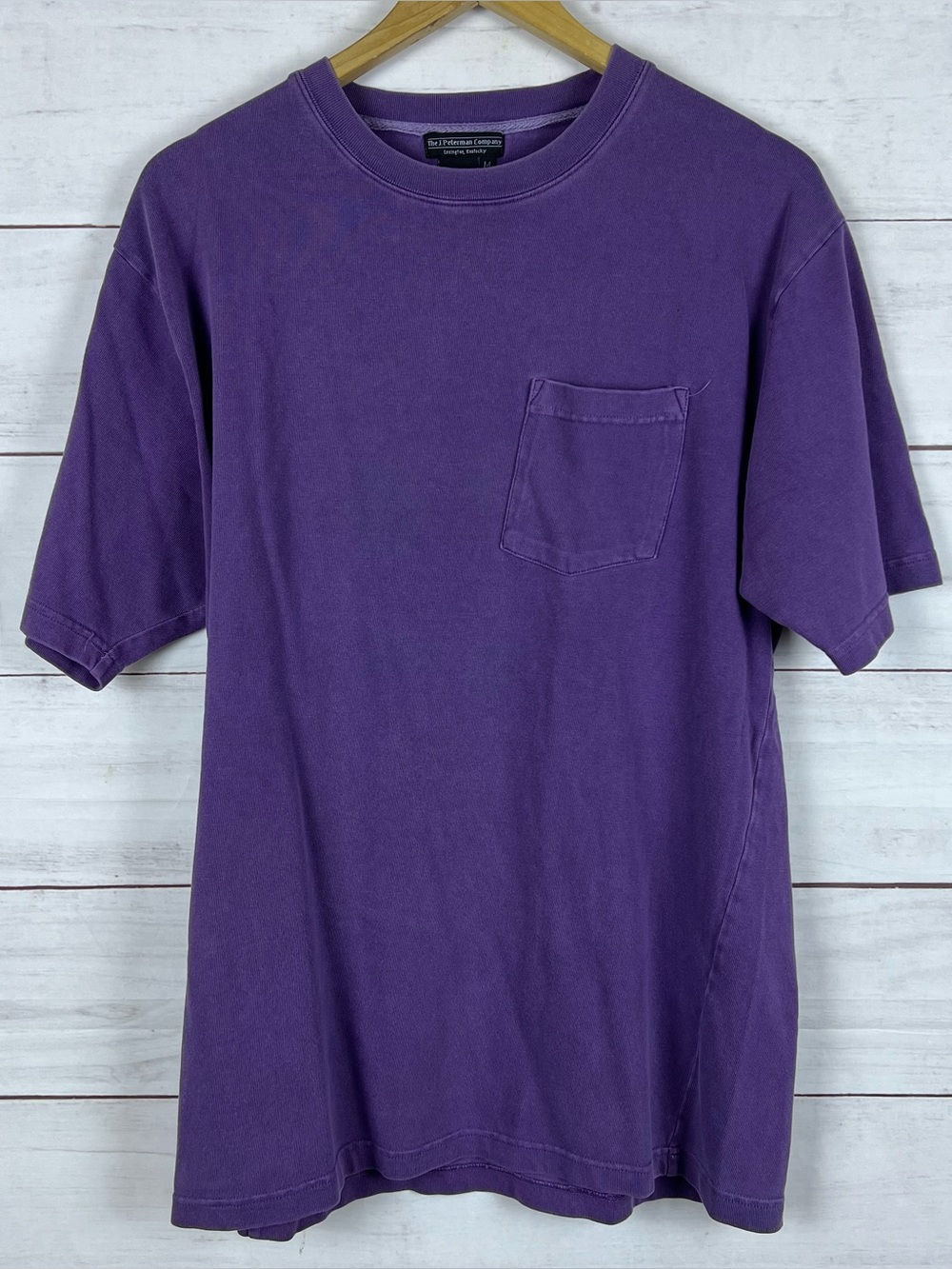 J Peterman Company Shirt Medium Purple Garment Dye Pocket Tee Casual Heavyweight